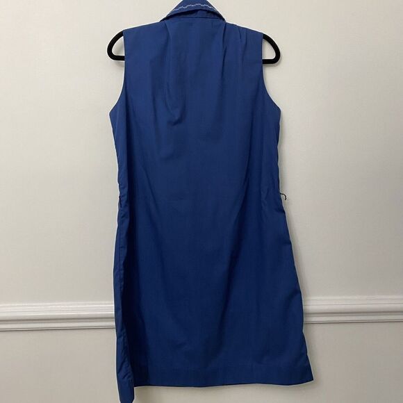 Vintage Ship N Shore Blue Collared Quarter Button Mod Go-Go House  Dress SIze 40 - Picture 2 of 11